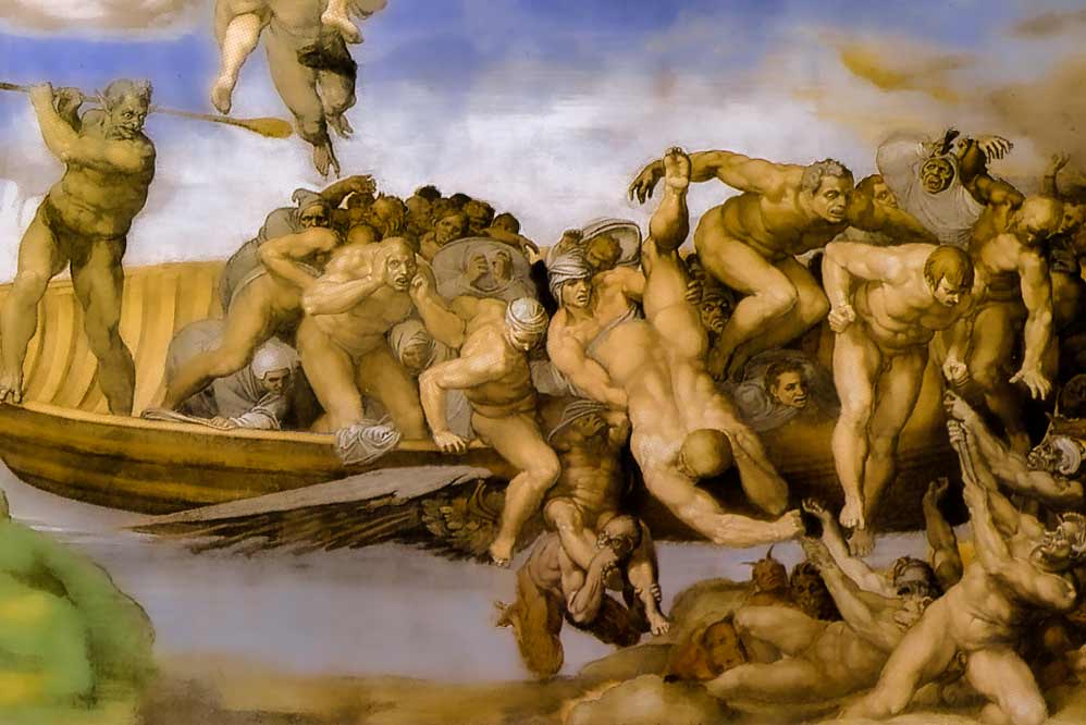 Michelangelo, Giudizio Universale, l'Inferno, affresco della Cappella Sistina, Roma, 1508-1512