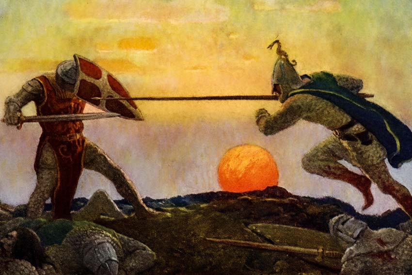 Ciclo arturiano: N. C. Wyeth, Duello tra Re Artù e Mordred, 1922