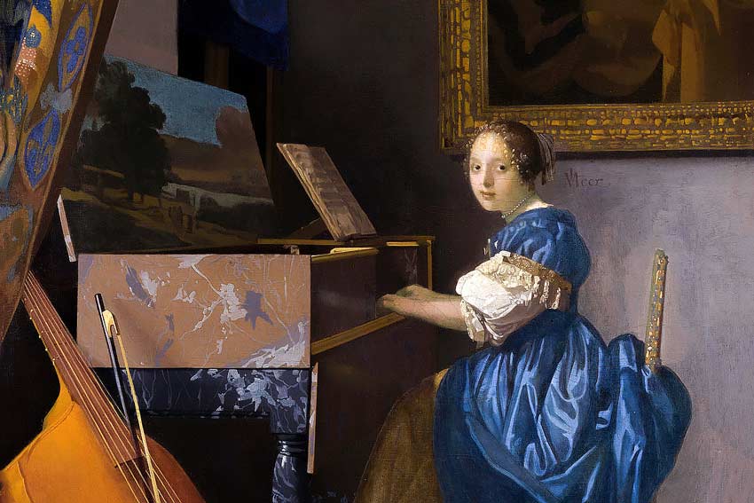 Johannes Vermeer, Donna-seduta alla spinetta, 1675