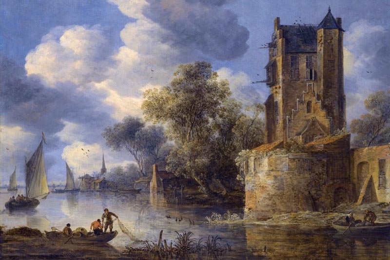 Adriaen Van der Kabel, Paesaggio fluviale con bastione