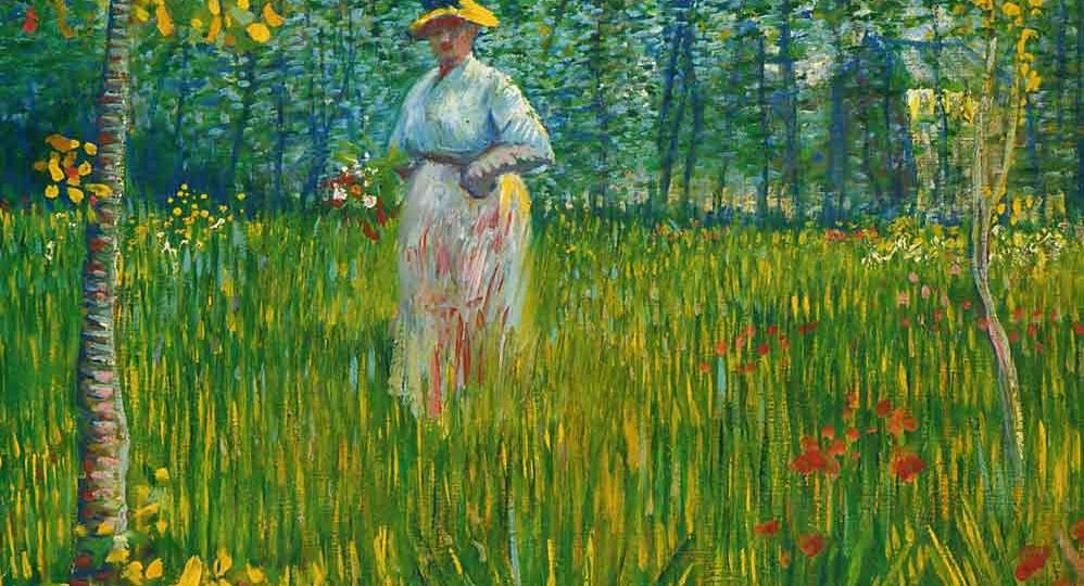 Vincent-Van-Gogh,-Donna-in-un-giardino