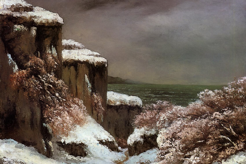 cliffs by the sea in the snow 1870