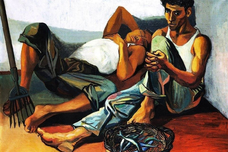 Renato Guttuso, Pescatori a riposo, 1950