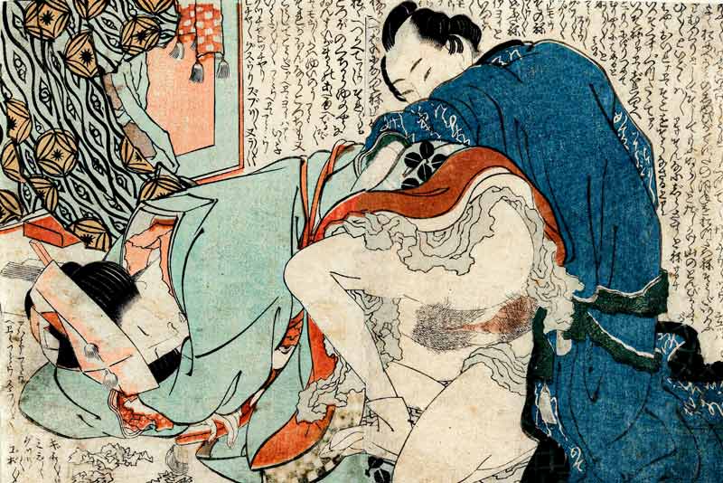 Hokusai Shunga from the album Overlapping skirts 1820