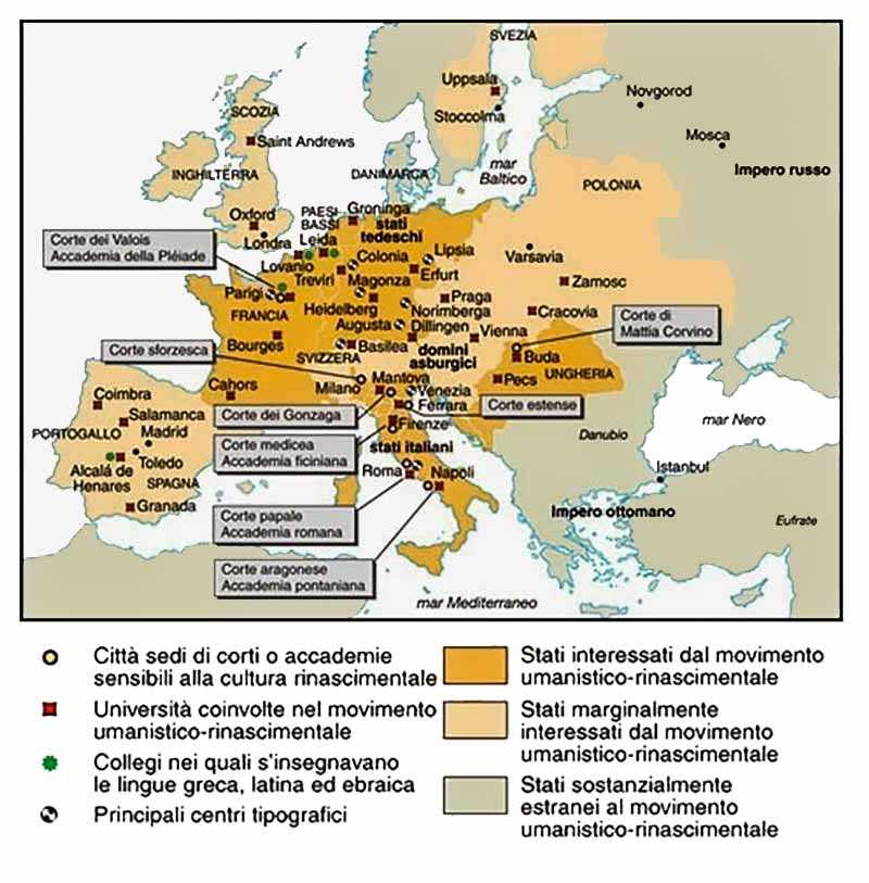 Mappa delle corti del rinascimento