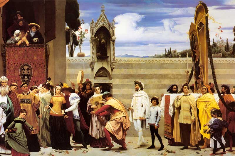  Frederic Leighton Cimabue La Madonna-di Cimabue viene portata in processione attraverso le vie di Firenze 1855