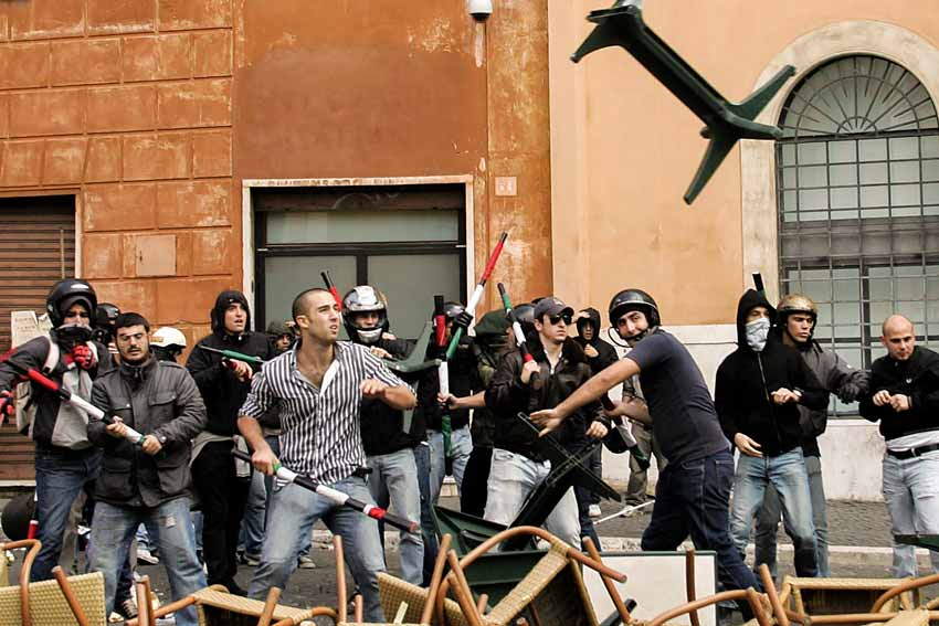 Francesco Polacchi, scontri di piazza Navona 28 ottobre 2008