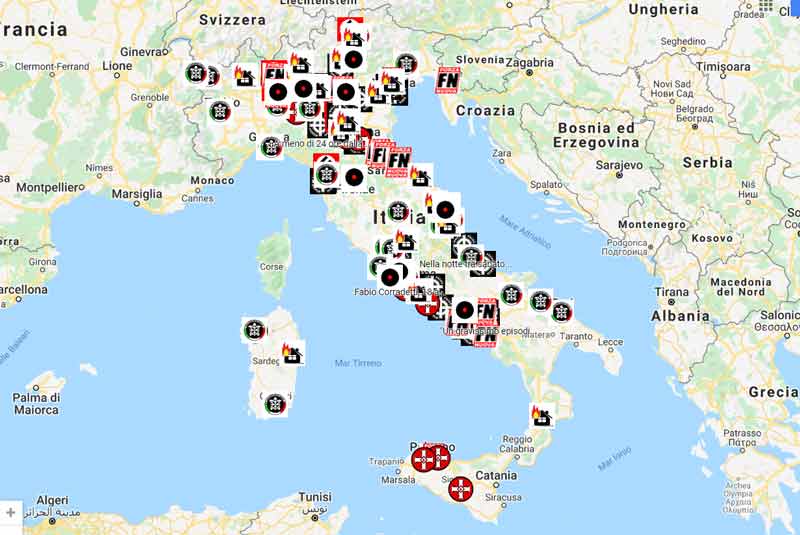 Mappa delle aggressioni fasciste