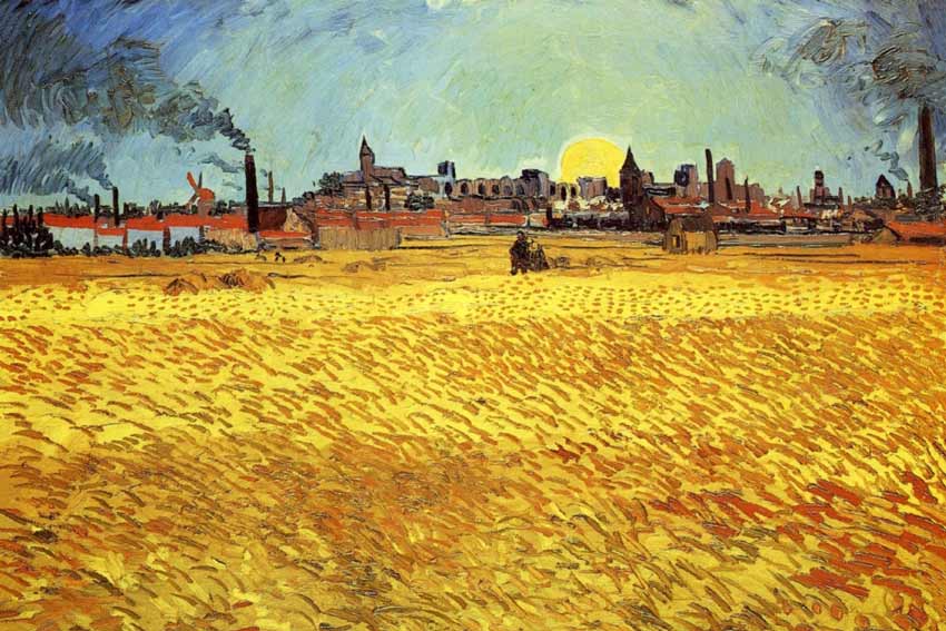 VIncent Van Gogh, campo di grano al tramonto, 1888