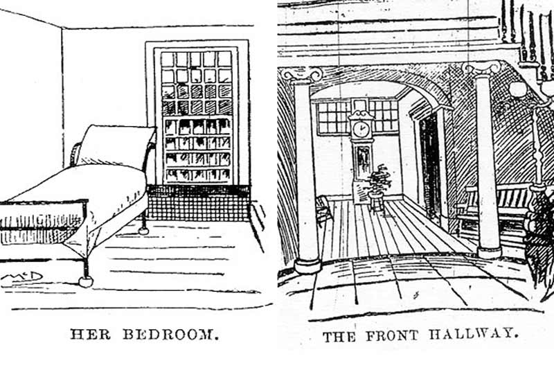 Gli spazi interni del manicomio di Blackwell's Island in due vignette dell'epoca