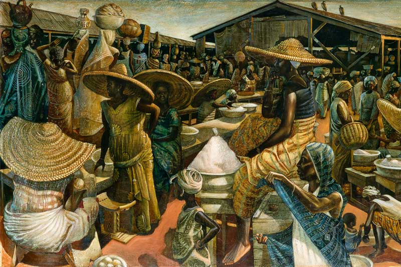 John Biggers, Kumasi Market, 1962.