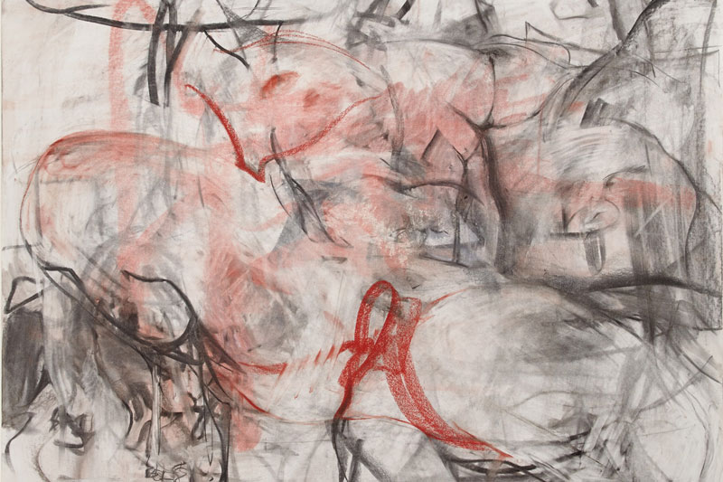 Jenny Saville, Reflective Flesh study, carboncino e pastello su carta