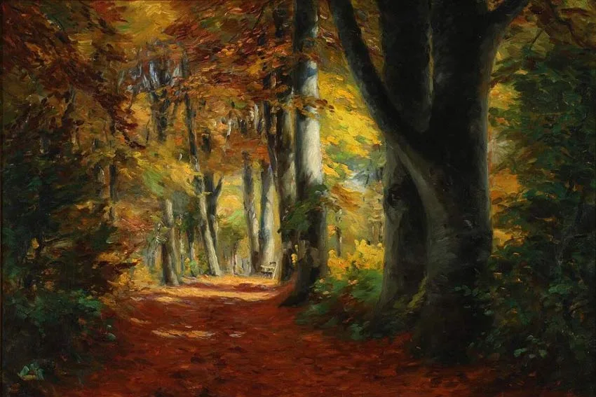 Hans Andersen Brendekilde, Luce nella foresta d'autunno, 1911