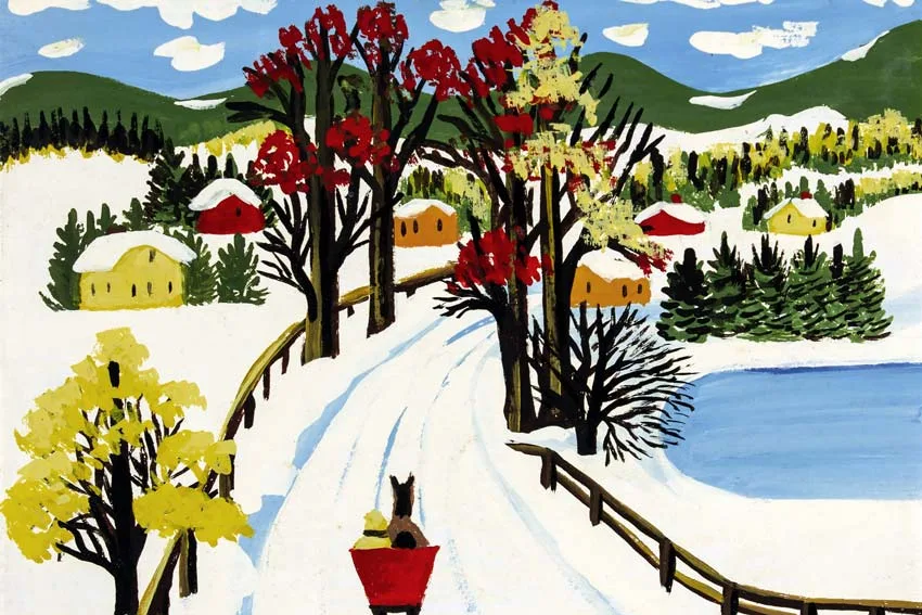 Maud Lewis, Winter Sleigh Ride, inizio anni 50, olio su tavola